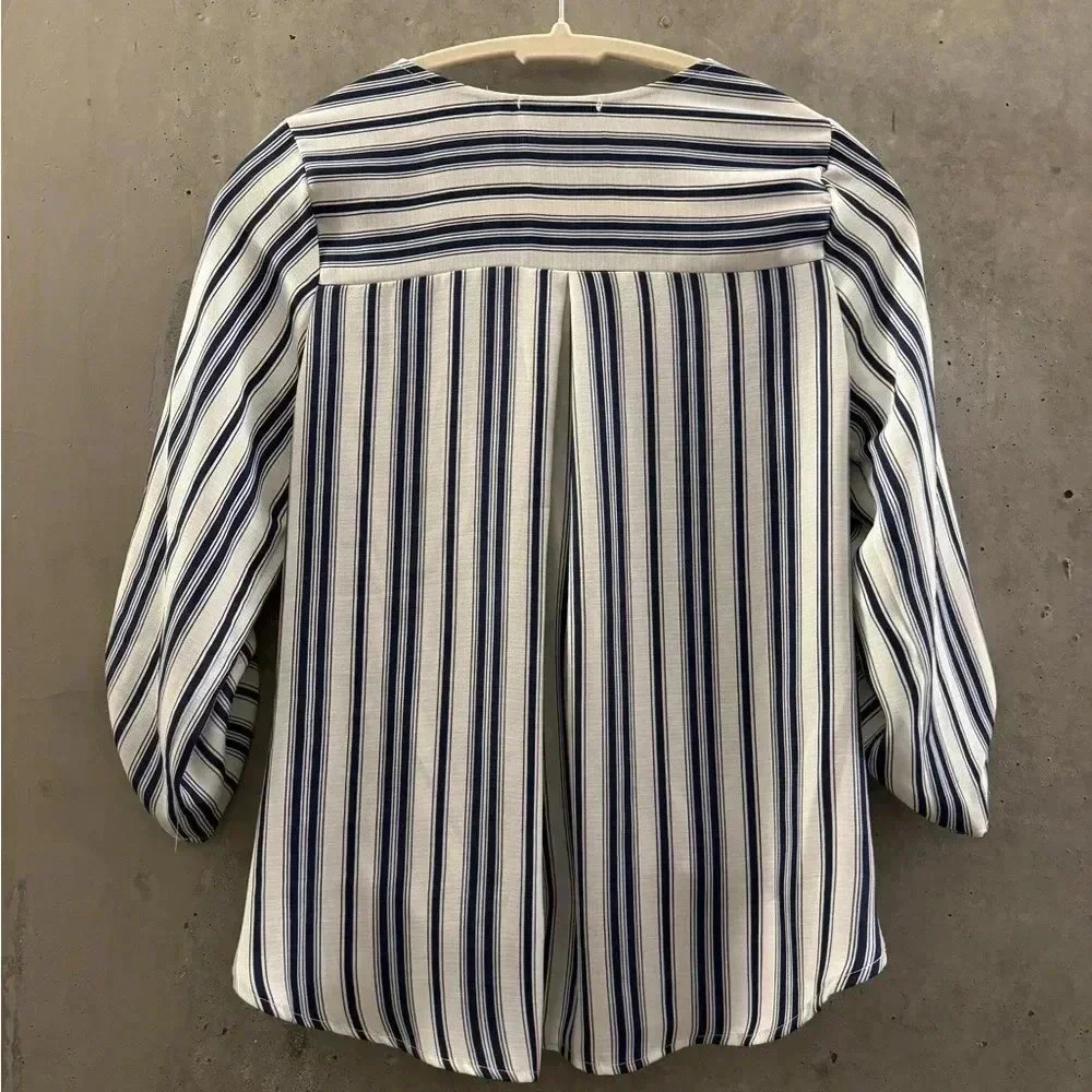 Navy and white striped blouse - Picture 2 of 2